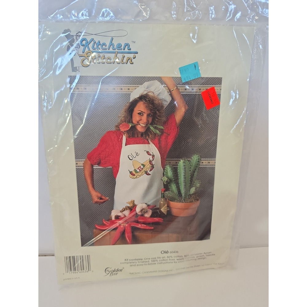 Golden Bee Kitchen Stitchin' Wok This Way Apron Canvas Cross Stitch Kit 60434